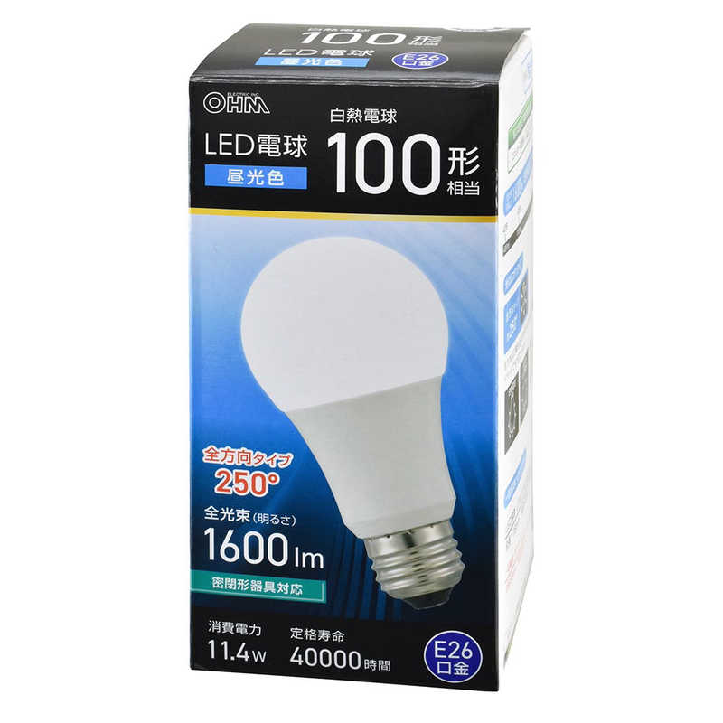 オーム電機 OHM ELECTRIC LED電球 E26 100形相当 昼光色 全方向タイプ LDA11DGAG59