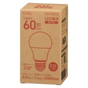 オーム電機 OHM LED電球 E26 60形相当 電球色LDA7L-G AG56