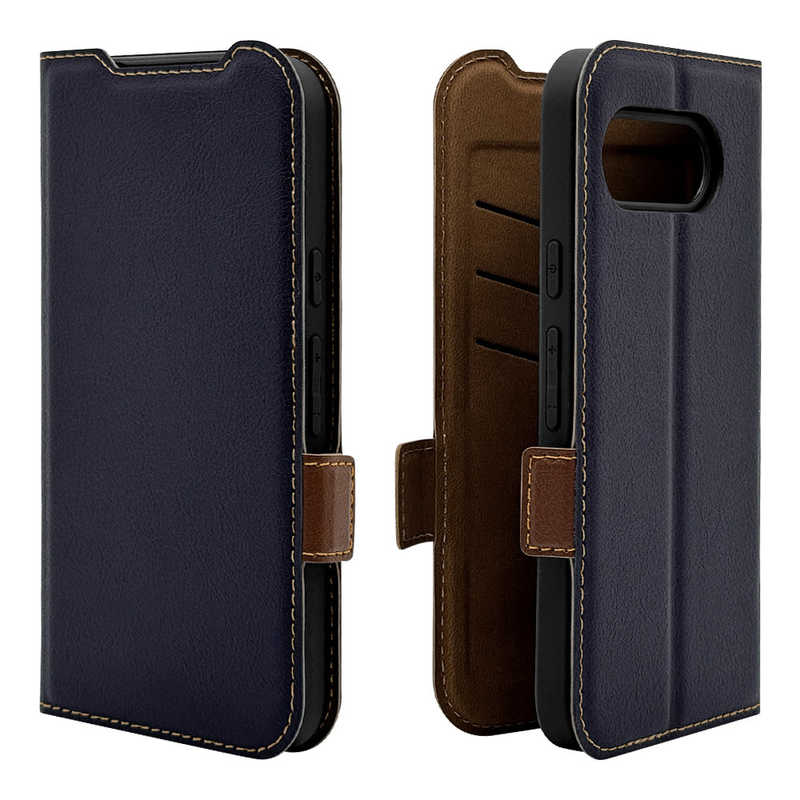 ラスタバナナ RastaBanana Google Pixel 9a用薄型手帳サイドマグネットケース ネイビー×ブラウン 8583P9ABSMNVB