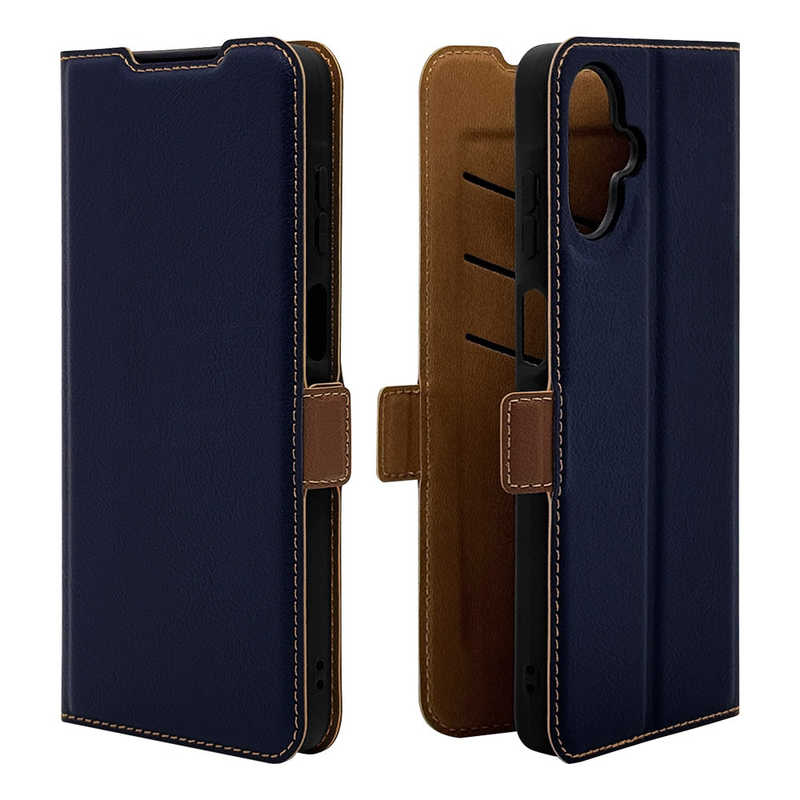 ラスタバナナ RastaBanana GALAXY A25 5G用 薄型手帳サイドマグネットケース ネイビー×ブラウン 8714GA25BSMNVB