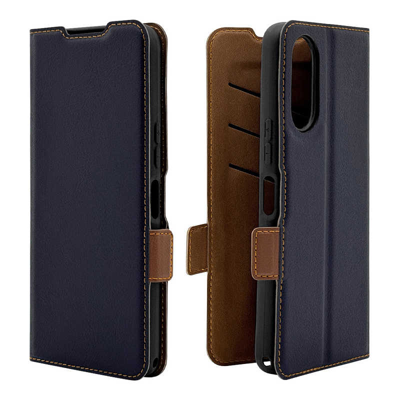 ラスタバナナ RastaBanana BASIO active3用薄型手帳サイドマグネットケース ネイビー×ブラウン 8776BAA3BSMNVB