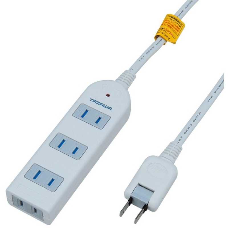 ヤザワ YAZAWA 雷サージ付テーブルタップ 4個口 3m 白 Y02KS403WH