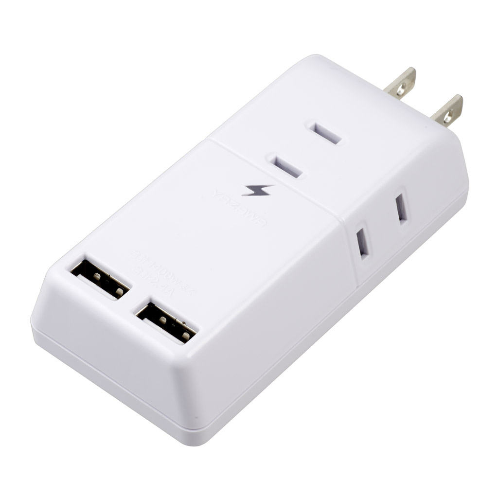 ヤザワ YAZAWA 雷ガード付トリプルタップ 3AC+2USB2.4A（3個口+USB2ポート） ホワイト H6TK5002UWH