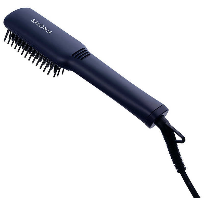 サロニア ストレートヒートブラシ スリム 100℃～210℃ 海外対応 交流(コード)式 ネイビー SL-012NVS