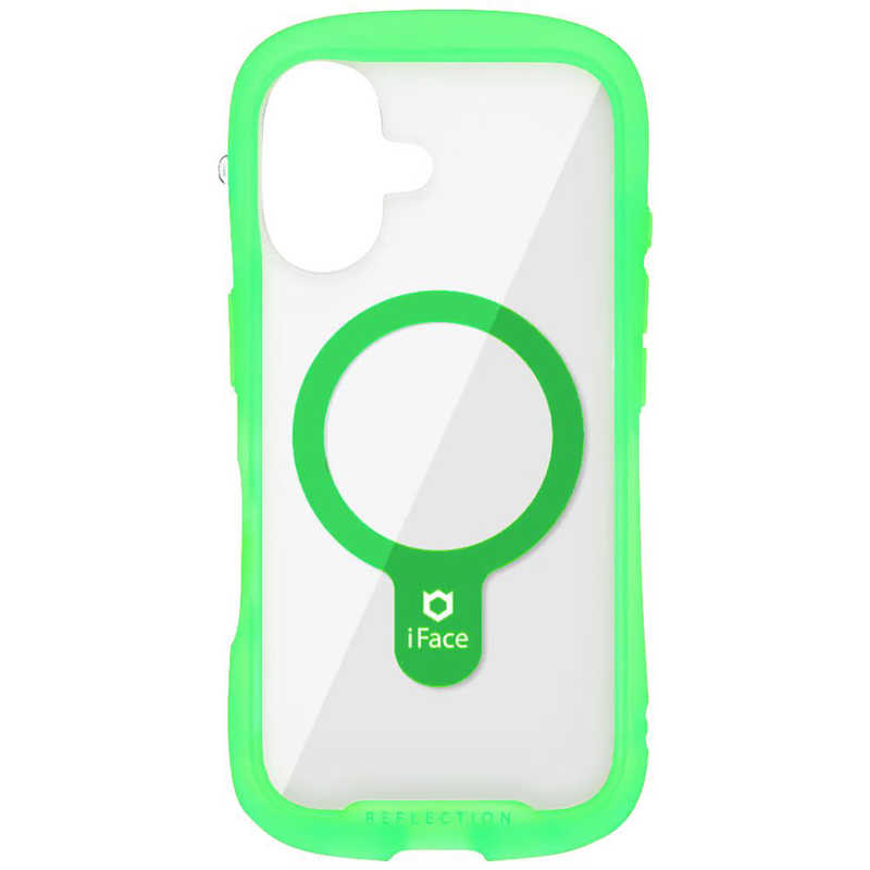 ハミィ HAMEE iPhone 16用MAGSYNQ強化ガラスクリアケース I FACE REFLECTIONNEO クリアグリーン 41-980231