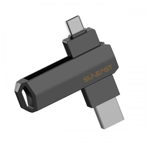 SUNEAST サンイースト 外付けSSD スティック型 1TB USB Type C/USB-A両対応 クロムブラック SE-PS0001T2LO1BF