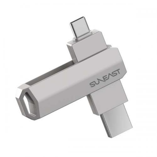 SUNEAST サンイースト 外付けSSD スティック型 512GB USB Type C/USB-A両対応 プラチナシルバー SE-PS0512G2LO1SF