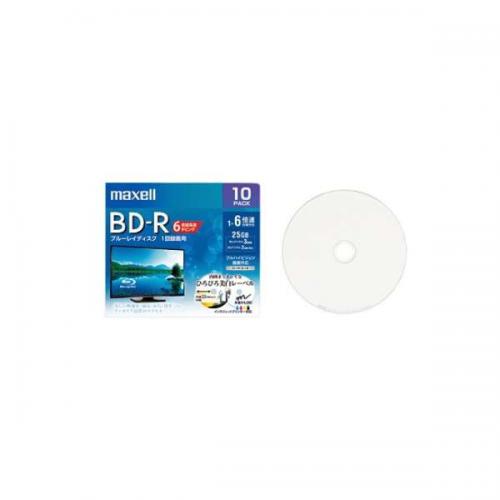 マクセル maxell 録画用BD-R インクジェットプリンター対応 ひろびろ美白レーベル 片面1層(25GB) 10枚 BRV25WPEH.10S