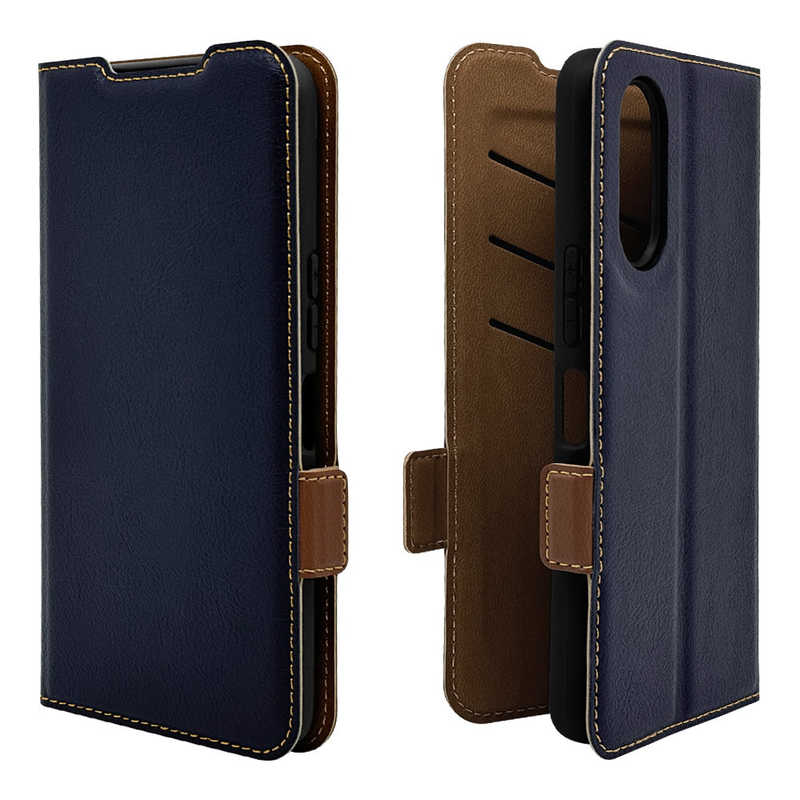 ラスタバナナ RastaBanana arrows We2(F-52E/FCG02)用薄型手帳サイドマグネットケース ネイビー×ブラウン 7977ARWE2BSMNVB