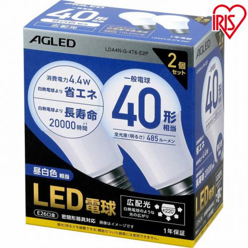 アイリスオーヤマ IRISOHYAMALED電球 E26 広配光 40形相当 LDA4N-G-4T6-E2P