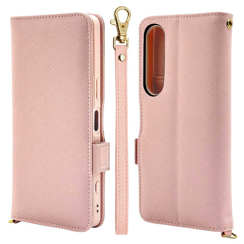ラスタバナナ RastaBanana Xperia 1 VII(SO-51F/SOG15)用ハンドストラップ付き手帳型ケース ライトピンク 8789XP17BHSLPK
