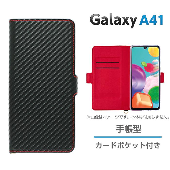 エアージェイ air-j Samsung Galaxy A41 ケース 手帳型ケース カーボン調 素材 高品質 PUレザー ac-a41-pb