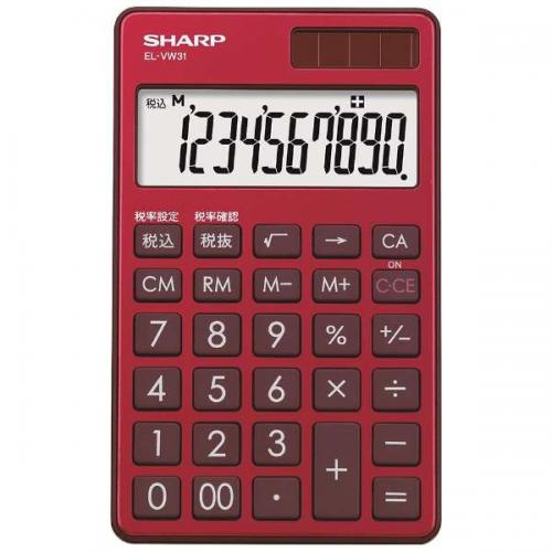 シャープ SHARP カラー・デザイン電卓 手帳タイプ スタイリッシュレッド EL-VW31-RX