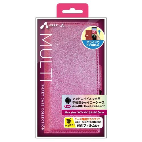 エアージェイ air-j アンドロイドスマートフォン用手帳型シャイニーケース ローズピンク AC-LAM2-SHY RP