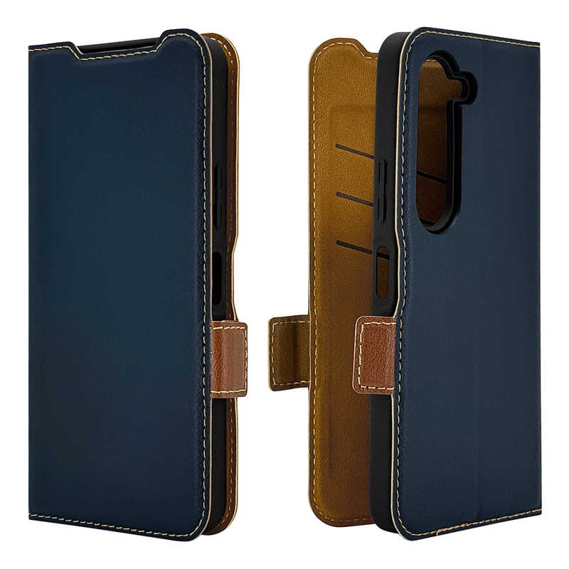 ラスタバナナ RastaBanana arrows Alpha(F-51F)用薄型手帳サイドマグネットケース ネイビ－＊ブラウン 8842FAABSMNVB