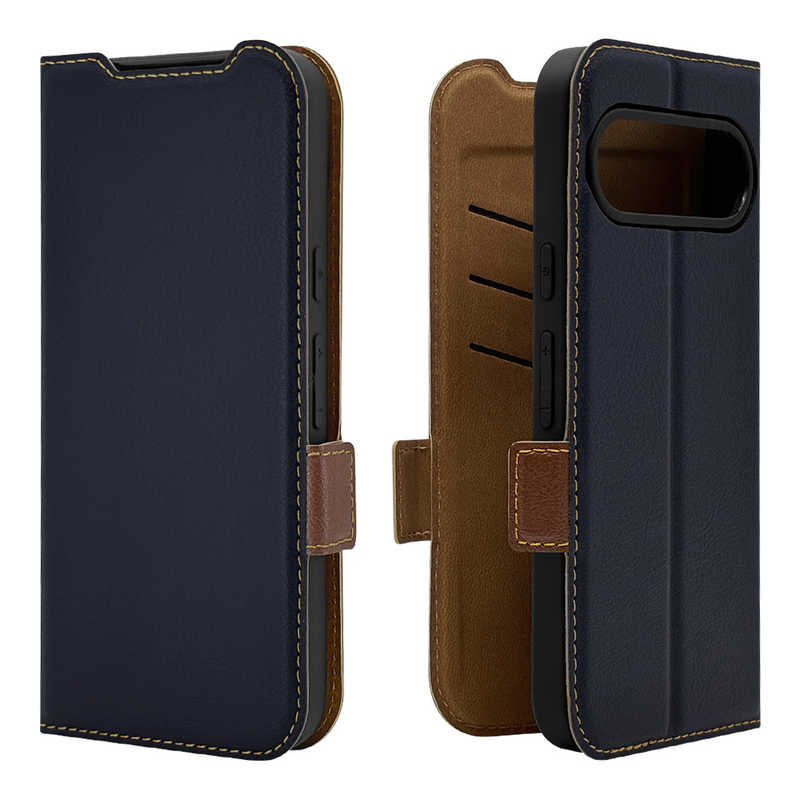 ラスタバナナ RastaBanana GOOGLE Pixel 10/10 Pro用薄型手帳サイドマグネットケース ネイビー＊ブラウン 9132P10BSMNVB