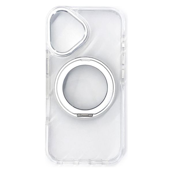 エアージェイ air-j iPhone 16用 磁気ワイヤレス充電対応スタンドリング付き背面クリアケース 360°回転リング AC-P24-CMR SL