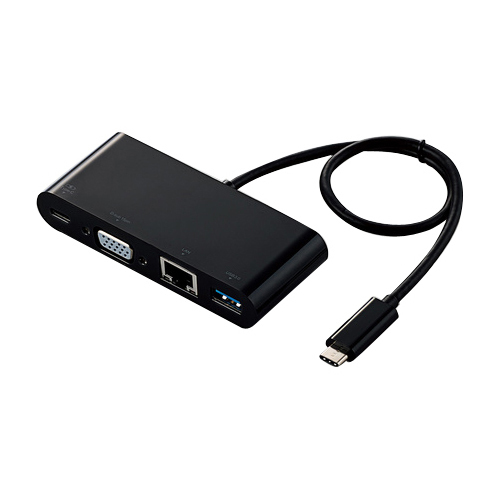 【SALE】エレコム ELECOM Type-Cドッキングステーション PD対応 充電用Type-C1ポート USB(3.0)1ポート D-sub1ポート LANポート 30cmケーブル DST-C10BK ブラック