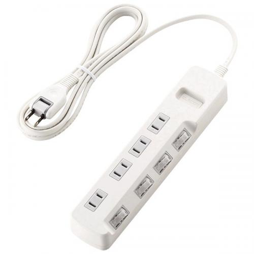 ELECOM 個別スイッチ付雷ガードタップ 4個口 2.5m ホワイト T-K5A-2425WH エレコム