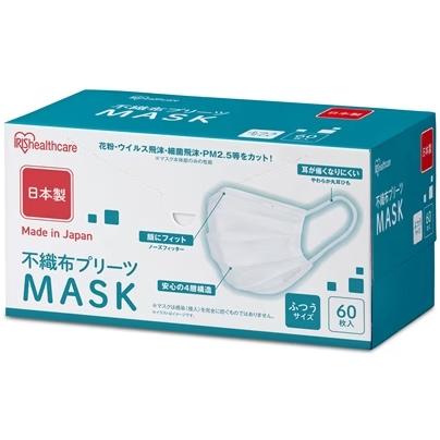 アイリスオーヤマ Iris Ohyama 不織布プリーツマスク ふつうサイズ 60枚入り?ホワイト PN-NC60L