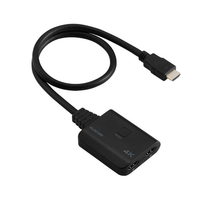 エレコム　ELECOM HDMI 分配器 1入力2出力 スプリッター 4K対応 金メッキ端子 USB給電ケーブル付属 ブラック VSP-HD4K120BK