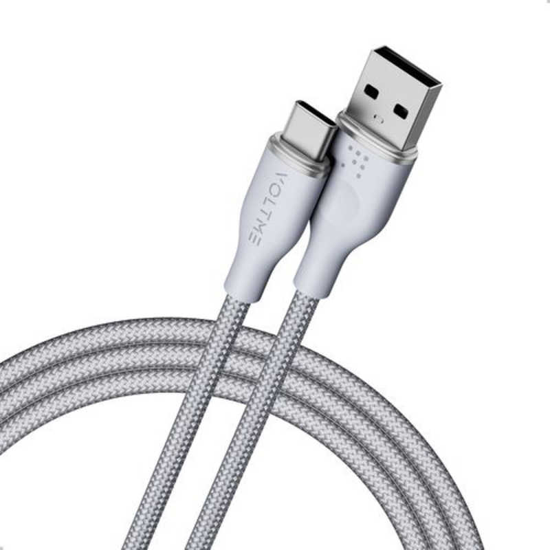 VOLTME ラグシリーズナイロン素材 充電ケーブル USB-A＆USB-C 60W グレー 1m C2153