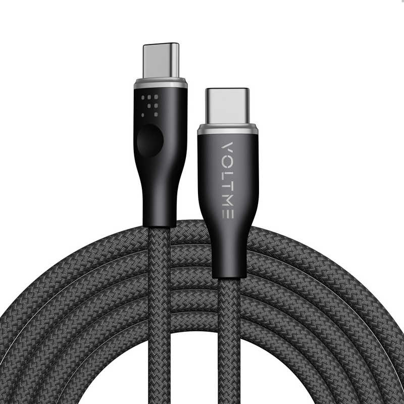 VOLTME 3A・60W データ転送/充電 高耐久編み込み ナイロンケーブル USB-C＆USB-C 1.8m（ブラック） C2162