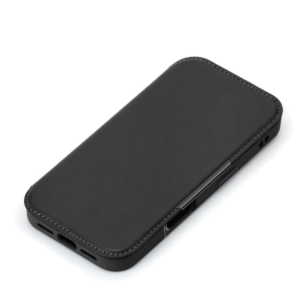 PGA iPhone 16用ガラスフリップケース ブラック PG-24AGF01BK