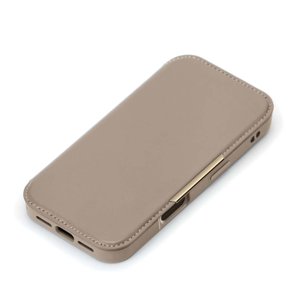 PGA iPhone 16用ガラスフリップケース ベージュ PG-24AGF02BE