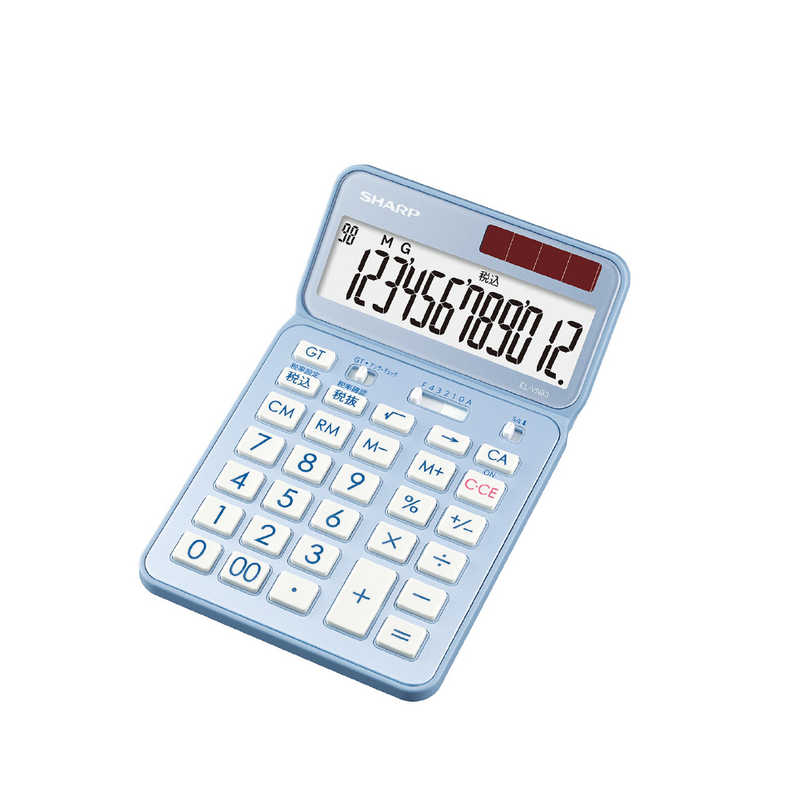 シャープ 電卓(プレミアムモデル抗菌仕様) ブルー系クリアブルー ELVN83AX