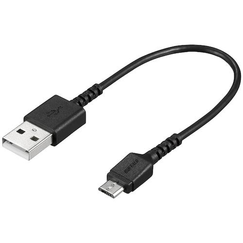 バッファロー BUFFALO USB2-0　A　to　microB　ラバーブッシュスリムケーブル　1-0m　黒 BU2AMBS10BK