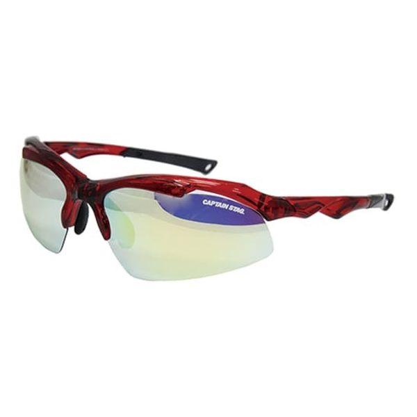 キャプテンスタッグ CAPTAINSTAG サングラス（UV/偏光/スポーツタイプ）レッドミラー クリアレッド　CSP-S007-2
