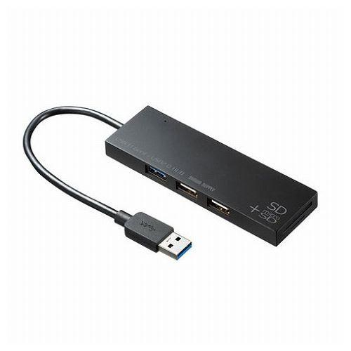 サンワサプライ USB3.1+2.0コンボハブ カードリーダー付き ブラック USB-3HC316BKN