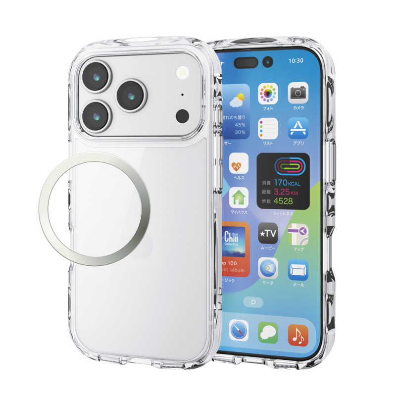 エレコム ELECOM iPhone17 Pro用TOUGH SLIM LITE ケース オールクリア メタルステッカー付 クリア PM-A25CTSLACR