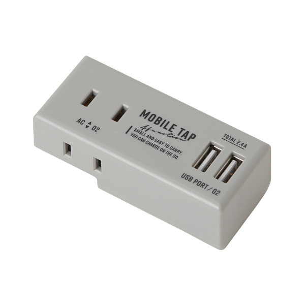 クオリティトラストジャパン 2コンセント+2.4A出力2USB(A)ポート　MOBILE TAP QZU-1002GY