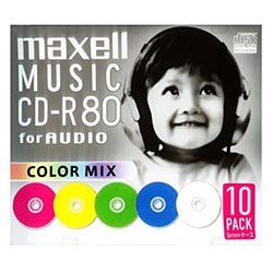【SALE】maxell 音楽用CD-R 80分 カラーミックス 10枚入 CDRA80MIX.S1P10S マクセル