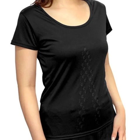 リライブ RELIVE リライブ インナーシャツ 2分袖 レディース Uネック ブラック Lサイズ INU-001-BLK-L