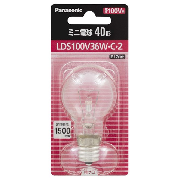 パナソニック Panasonic ミニ電球 E17口金 全光束420lm 36W クリア相当 LDS100V36WC2