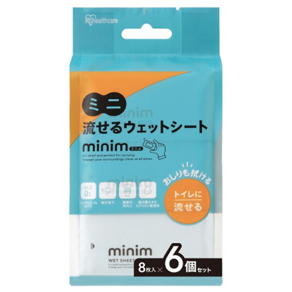 アイリスオーヤマ IRIS OHYAMA ミニ流せるウェットシート minim(8枚入×6個) POF6PN