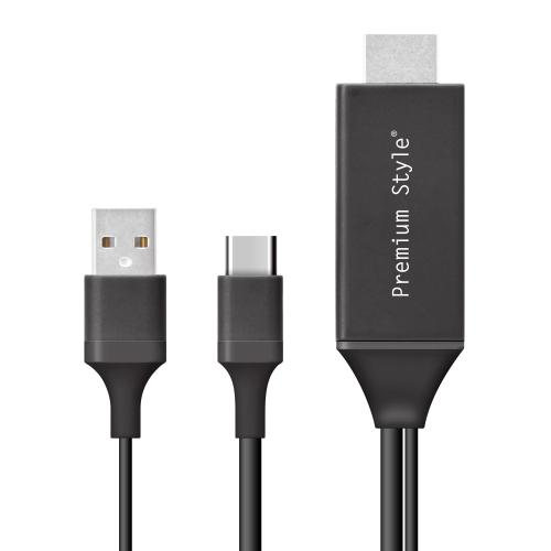 PGA ピージーエー USB-Cコネクタ HDMIミラーリングケーブル 3m ブラック PG-UCTV3MBK