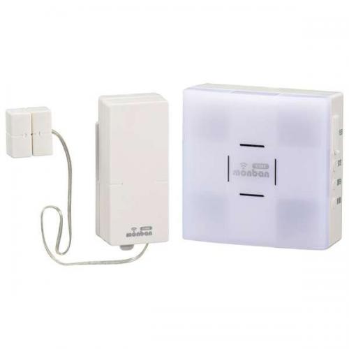 オーム電機 OHM ワイヤレスチャイム 扉センサー送信機+光フラッシュ電池式受信機セット OCH-SET25-BLUE