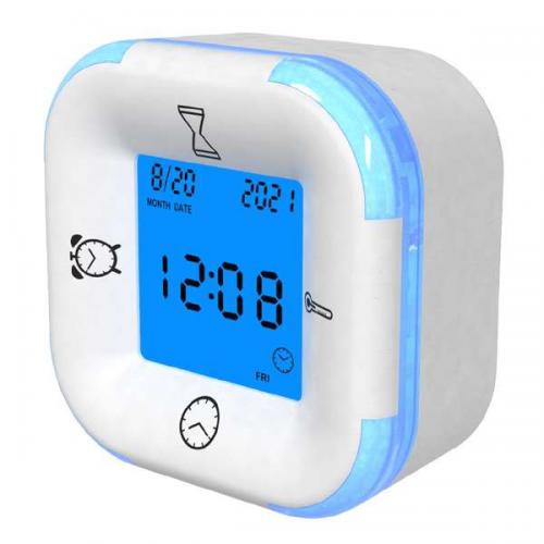 【SALE】保土ヶ谷電子販売 回転式デジタル置き時計 ホワイト AC-KTK-1WH