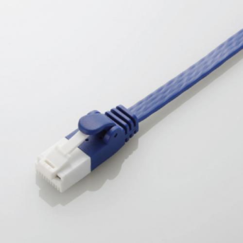 エレコム ELECOM LANケーブル CAT6A準拠 爪折れ防止 フラット 5m メタリックブルー LD-GFAT/BM50