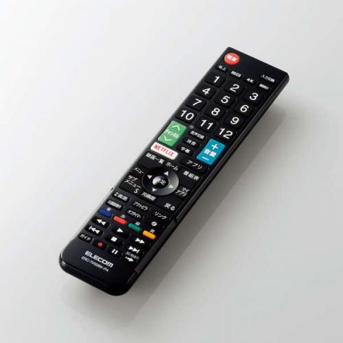 エレコム ELECOM テレビリモコン パナソニック ビエラ対応 設定不要ですぐ使える 見やすい文字サイズ 押しやすいボタン Netflix/YouTube対応 ブラック ERC-TV02BK-PA