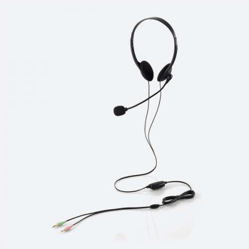【SALE】エレコム ELECOM 両耳小型3極 有線ヘッドセット HS-HP01SBK