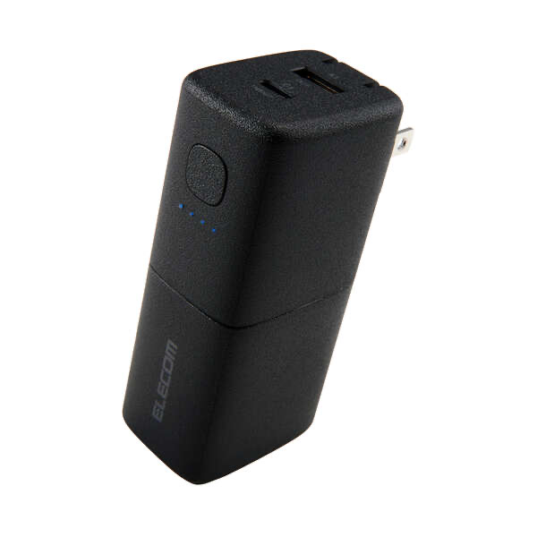 エレコム ELECOM AC充電器一体モバイルバッテリー(5000mAh/30W/C×1+A×1) ブラック DE-AC14-5000BK