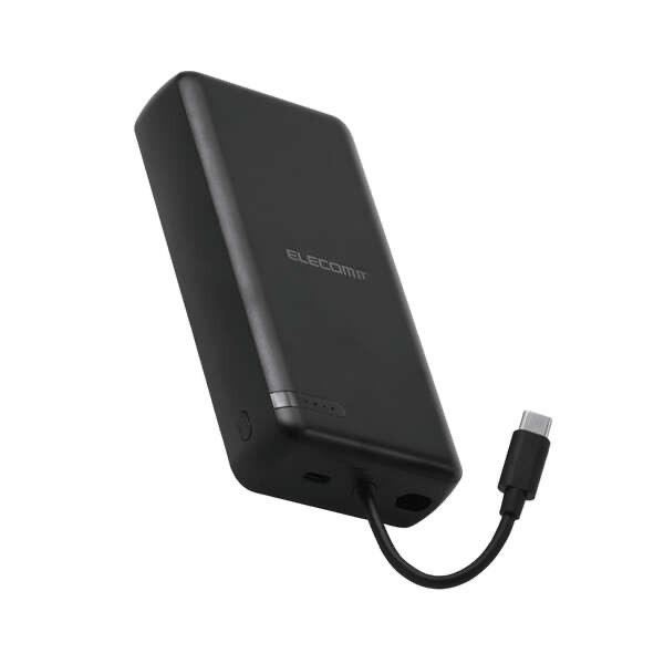 エレコム ELECOM USB Type-C(TM)ケーブル一体モバイルバッテリー(20000mAh/20W) DE-C64-20000BK