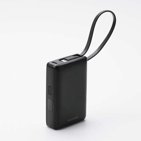 エレコム ELECOM ケーブル一体型モバイルバッテリー(10000mAh/30W) ブラック DE-C71L-10000BK