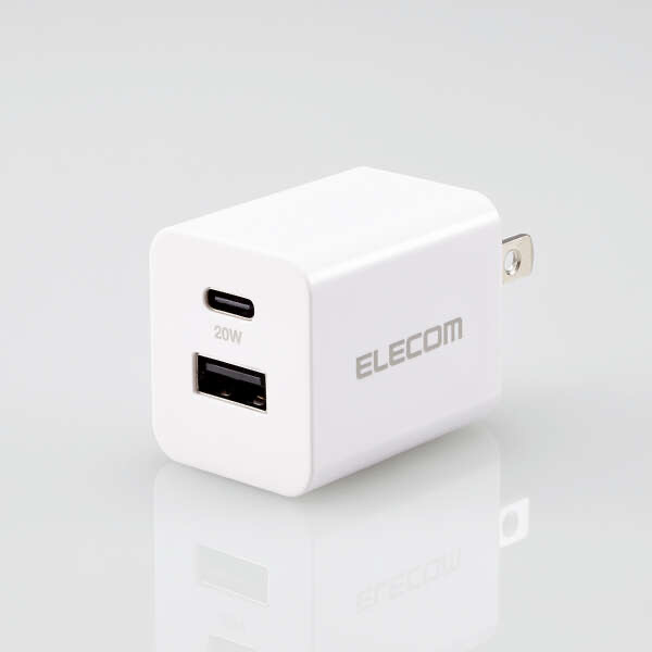 エレコム ELECOM USB Power Delivery 20W AC充電器(C×1+A×1) ホワイト MPA-AC12020WH