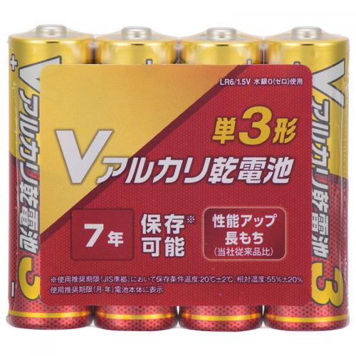【SALE】オーム電機 OHM Vアルカリ乾電池 単3形 4本パック LR6VN4S